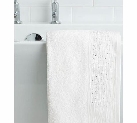 Bhs White Crinkle Diamante Hand Towel, white