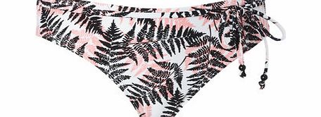 Bhs White Palm Print Bikini Bottom, white/multi