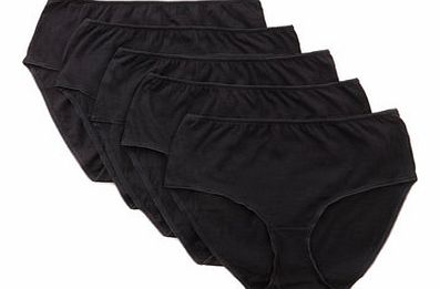 Bhs Womens 5 Pair Pack Black Cotton Midi Knickers,