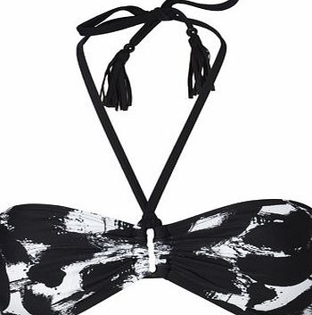 Bhs Womens Black And White Brushstroke Print Bandeau