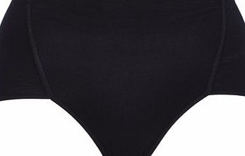 Bhs Womens Black Cotton High Leg Shaping Brief,