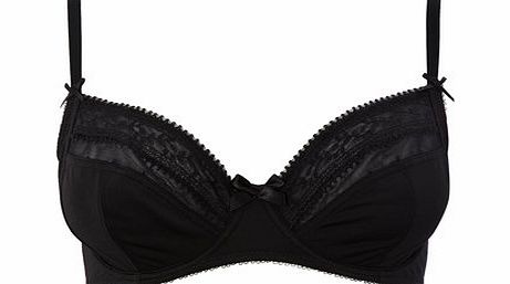 Bhs Womens Black Linear Embroidery Bra, black