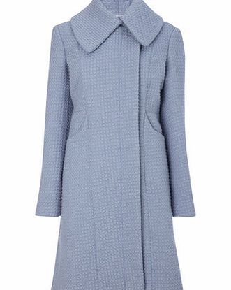 Womens Blue Textured Coat, blue 8317141483