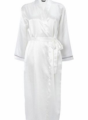 Womens Cream Mocha Trim Long Dressing Gown,