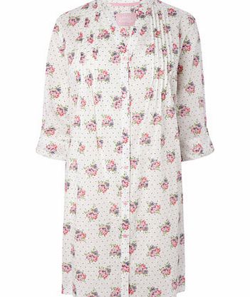 Womens Cream Multi Floral Woven Nightshirt,