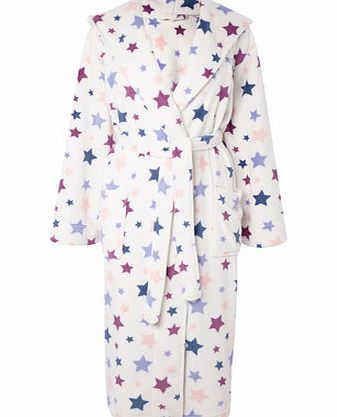 Womens Cream Multi Womens Hooded Star Print