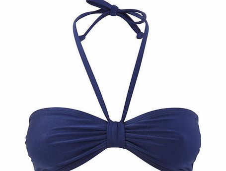 Womens Great Value Shiny Navy Beandeau Bikini