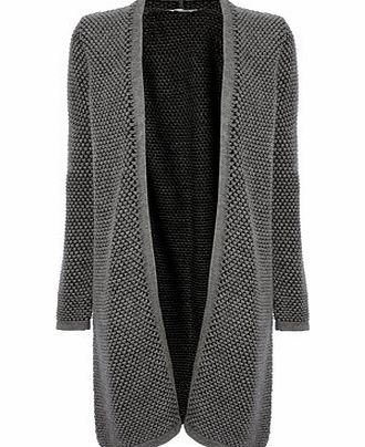 Womens Grey/Black Textured Coatigan, grey/black