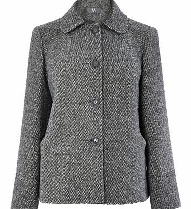 Womens Grey Single Breasted Short Jacket, grey