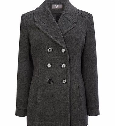 Womens Grey Textured Peacoat, grey 8317460870