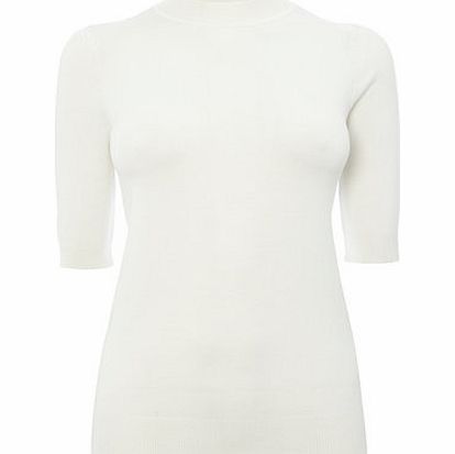 Womens Ivory Short Sleeved Turtle Jumper, ivory