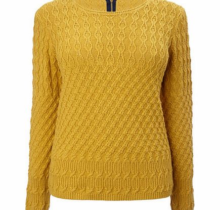 Womens Mustard Mixed Cable Jumper, mustard