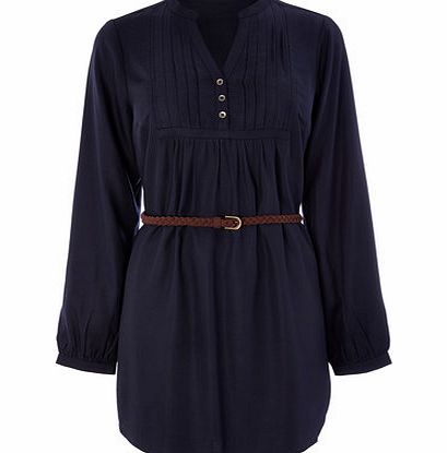 Womens Navy Belted Tunic, dark navy 3391420954