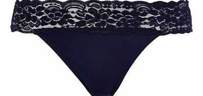 Bhs Womens Navy Lace Bandeau High Leg Brief, navy