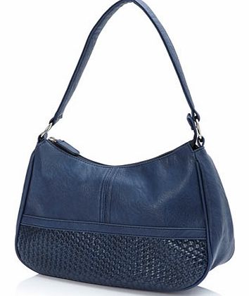 Womens Navy Weave Simple Scoop Bag, navy