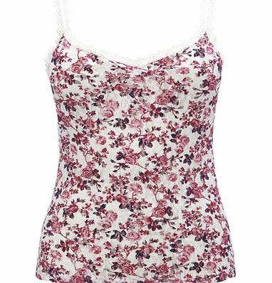 Bhs Womens Pink Floral Print Lace Vest, floral