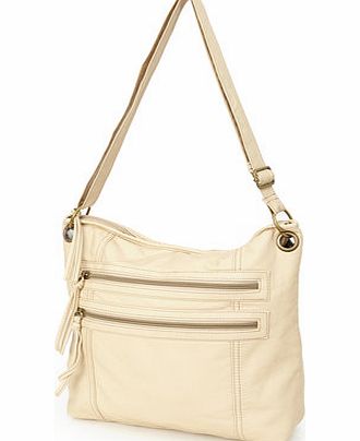 Womens Stone WPU Eyelet Slouch Bag, stone