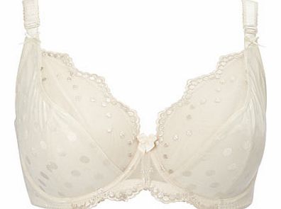 Womens Voluptuous Cream Spot Mesh Bra, cream