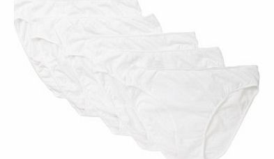 Bhs Womens White 5 Pack Plain High Leg Knickers,