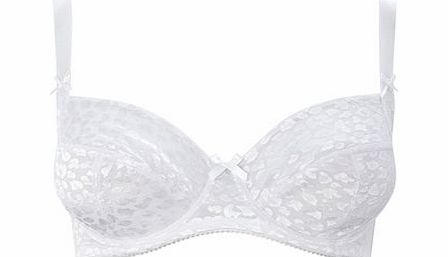 Bhs Womens White Animal Jacquard Bra, white 2303990306