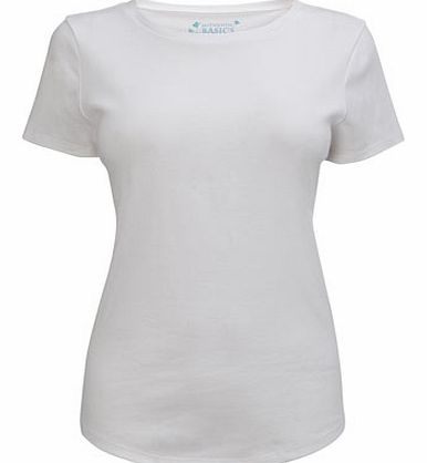 Womens White Short Sleeve Crew Neck Top, white