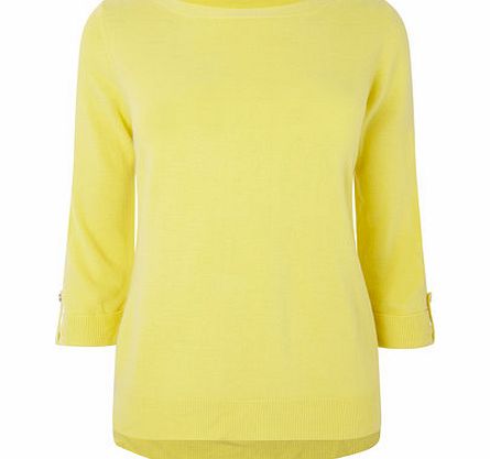 Womens Yellow Supersoft Stepback Hem Jumper,