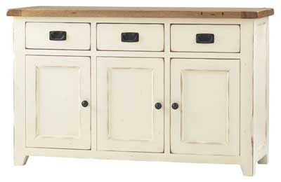 bideford Oak and Cream Painted triple Sideboard