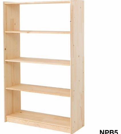 NATURAL PINE BOOKCASE 5 SHELVES, 1307H X 800W X 300MMMD