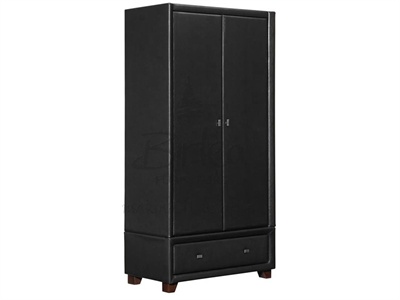 Brooklyn 2 Door, 1 Drawer Wardrobe Black Small