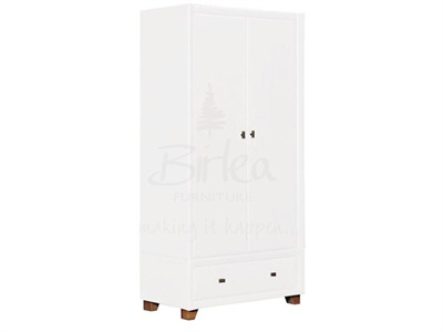 Brooklyn 2 Door, 1 Drawer Wardrobe White Small