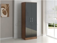 Lynx 2 Door Wardrobe Walnut and Black