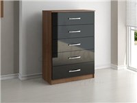 Lynx 5 Drawer Chest Walnut and Black