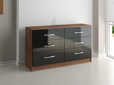 Lynx 6 Drawer Chest Black Small Single (2