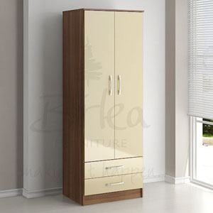 Lynx Cream 2 Drawer 2 Door Wardrobe