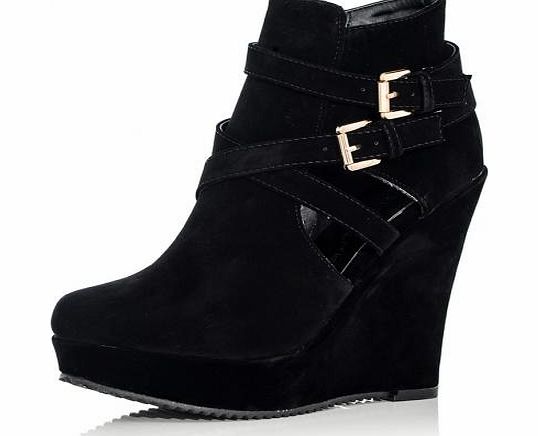 Black 2 Buckle Wedges