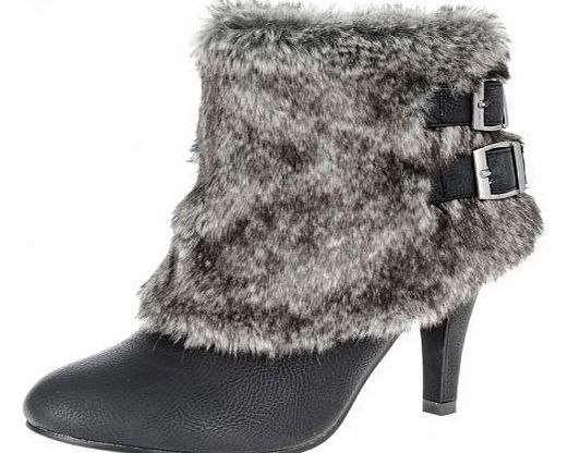 Faux Fur Top Ankle Boots