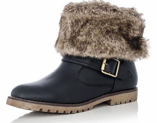 Faux Fur Trim Ankle Boots