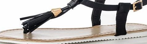 Black Tassel Sandal