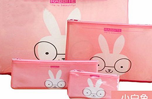 Blancho Korean Stationery - School Students Bulk Transparent Pencil Case--Rabbit