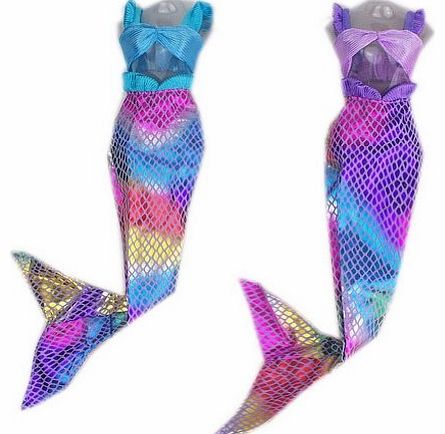 Set of 2 11.5 Dolls Mermaid Dresses Sequin Mermaid Outfit for Barbie