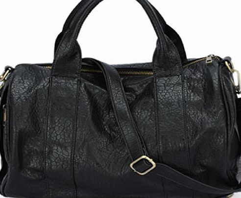 Celebrity Stud Studded Bottom DUFFEL Tote HandBag in Black Grey Brown White (Black (Silver Studs) with Strap)