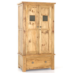 - Breton Pine Brass Panel Wardrobe