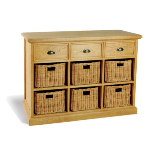 Bluebone Savoy Oak 6 Basket 3 Drawer Sideboard