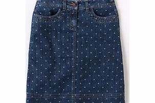 Chic Denim Skirt, Washed Indigo Spot,White