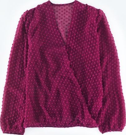 Boden Textured Silk Wrap Blouse Damson Boden, Damson