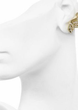 Clear Gem Gold Tone Guardian Angel Wing Ear Cuff Earring