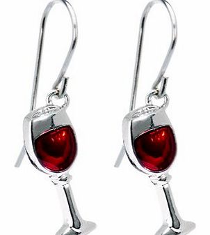 Stainless Steel Red Wine Glass Earrings