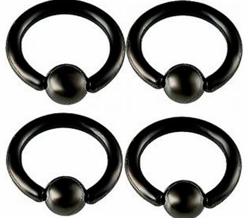 14G 14 Gauge 1.6mm 5/16 8mm Black steel eyebrow lip bars ear tragus Nipple rings closure bcr captive bead ACSA Body Piercing Jewellery 4Pcs