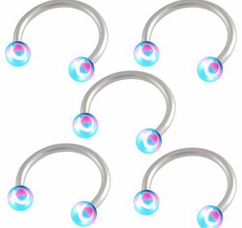 16g 16 gauge 1.2mm 3/8 10mm steel circular barbell bar ring lip ear tragus studs eyebrow FBWX Body Jewellery Piercing 5Pcs