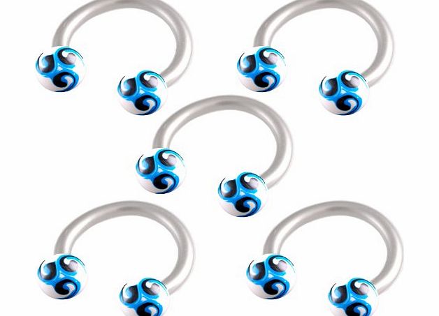 16g 16 gauge 1.2mm 5/16 8mm steel circular barbell horseshoe bar ring lip ear tragus studs eyebrow EAGT Body Jewellery Piercing 5Pcs